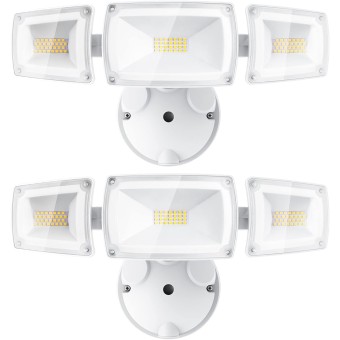 55W Flood Lights Outdoor, Switch Controlled LED Flood Light Outdoor 5500LM 5000K, IP65 Waterproof Exterior Security Light,Outside Spotlight for Garage Eave Yard 2 Pack (White)